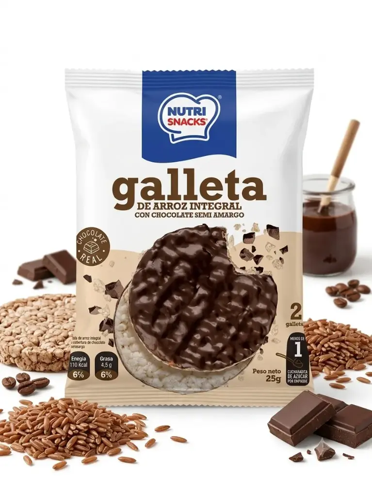 Galletas de Arroz Integral con Cubierta de Sabores NUTRISNACK - Paq. de 2 galletas grandes 25g