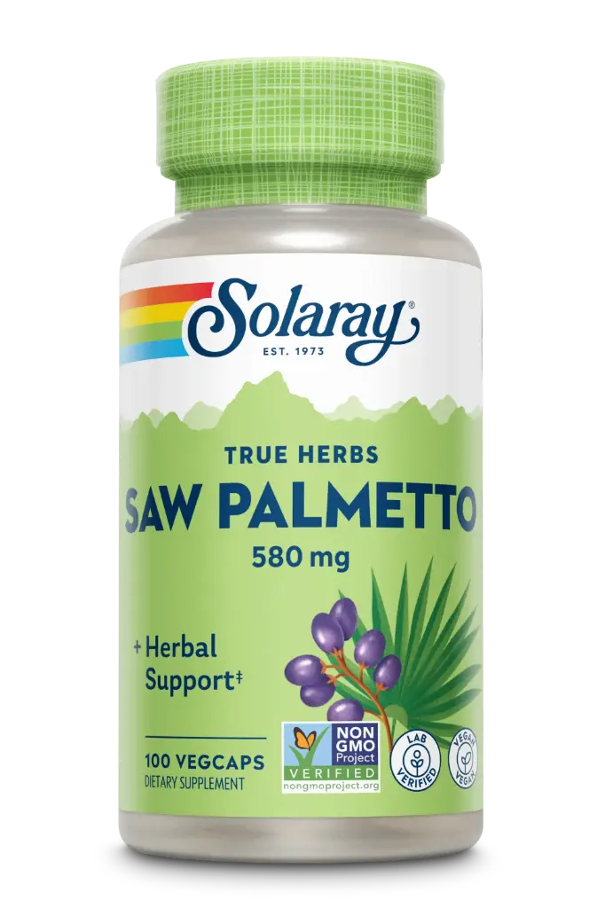 Saw Palmetto (Suplemento natural con beneficios para la salud de la próstata y evita la caída del cabello) - SOLARAY -  100 Capsulas Veganas