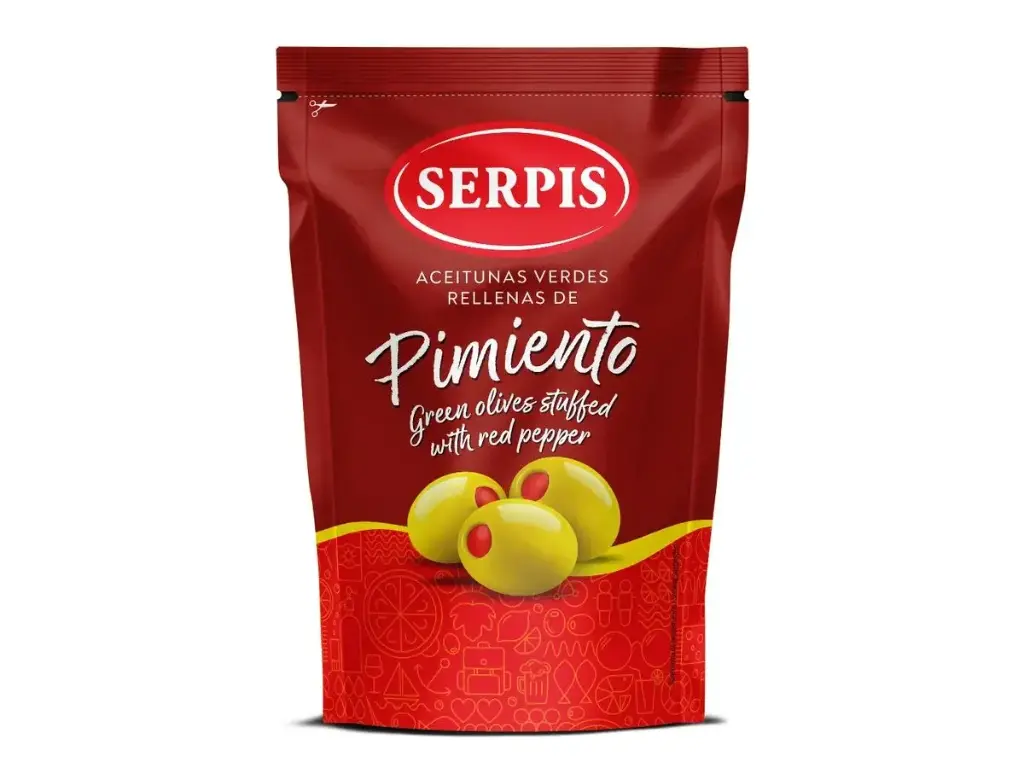Aceitunas Verdes Rellenas de Pimiento - SERPIS - Bolsa de 175g