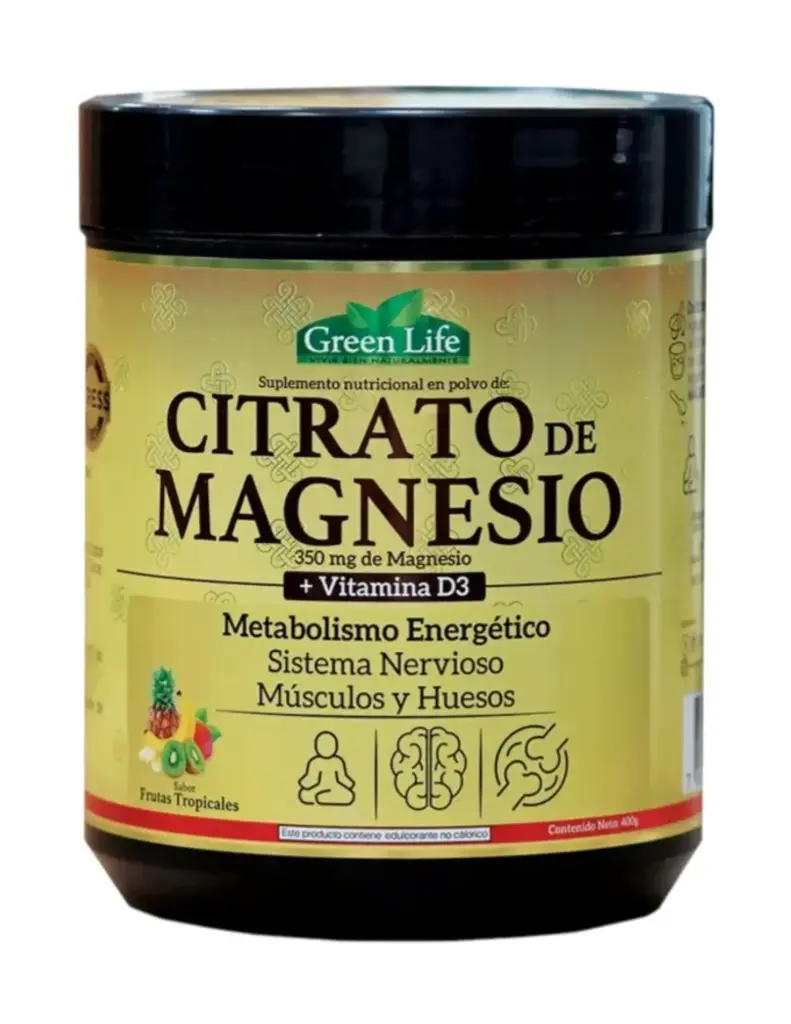Citrato De Magnesio + Vitamina D3 - GREEN LIFE -  400g