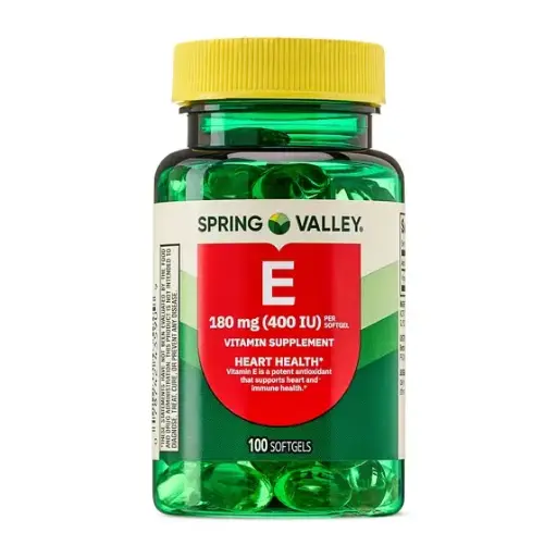 Vitamina E (para el cuidado de la piel, el refuerzo de las defensas y la protección del corazón) - SPRING VALLEY - 180 mg/100Cápsulas Blandas