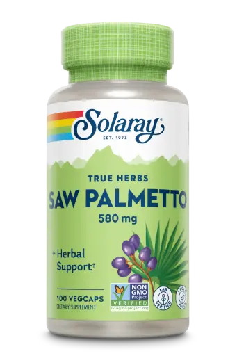 Saw Palmetto (Suplemento natural con beneficios para la salud de la próstata y evita la caída del cabello) - SOLARAY -  100 Capsulas Veganas