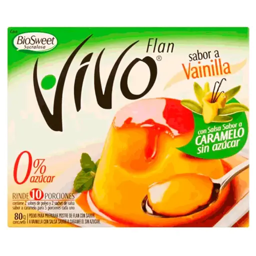 Flan Zero Azúcar Sabor Vainilla/Chocolate con Caramelo - VIVO - 80g