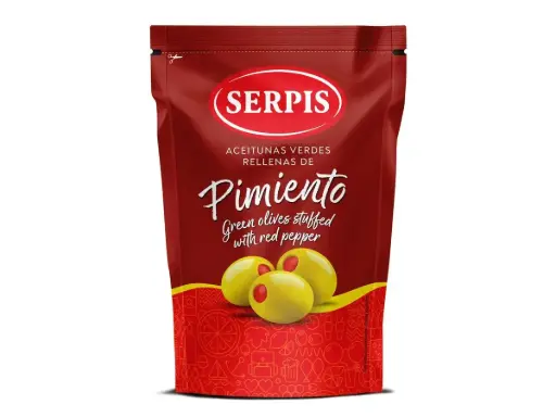Aceitunas Verdes Rellenas de Pimiento - SERPIS - Bolsa de 175g