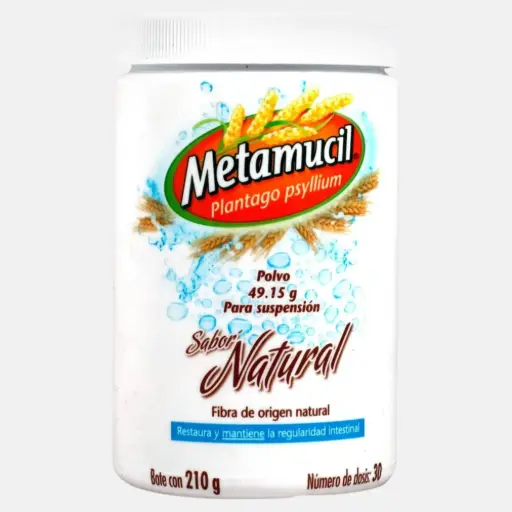 Fibra de Psyllium en Polvo, Sabor Natural - METAMUCIL - 210g/30 Porciones